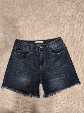 KanCan Light Wash Denim Shorts with Contrast Stitching